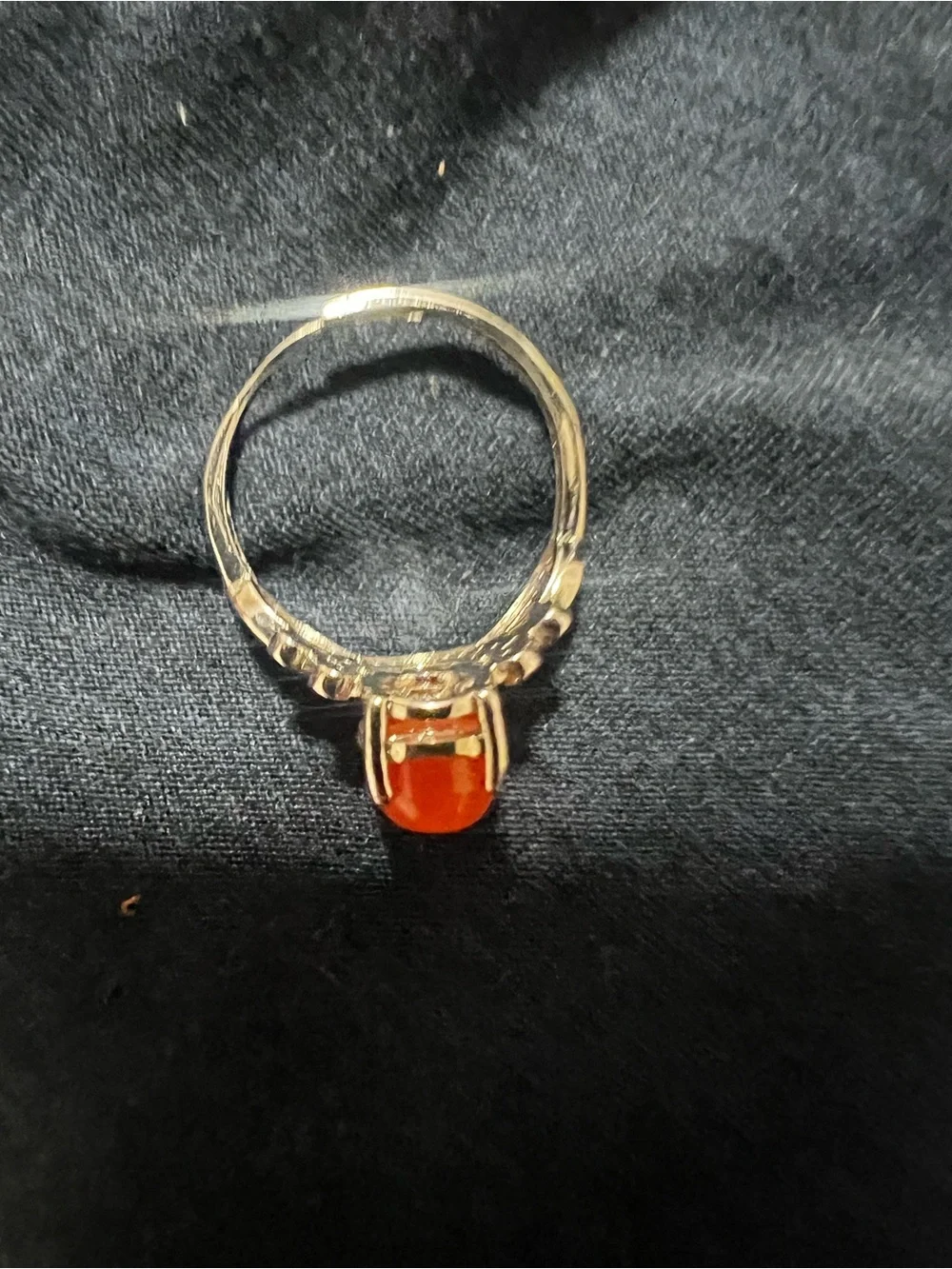Sterling Silver Orange Cabochon Floral Infinity Ring